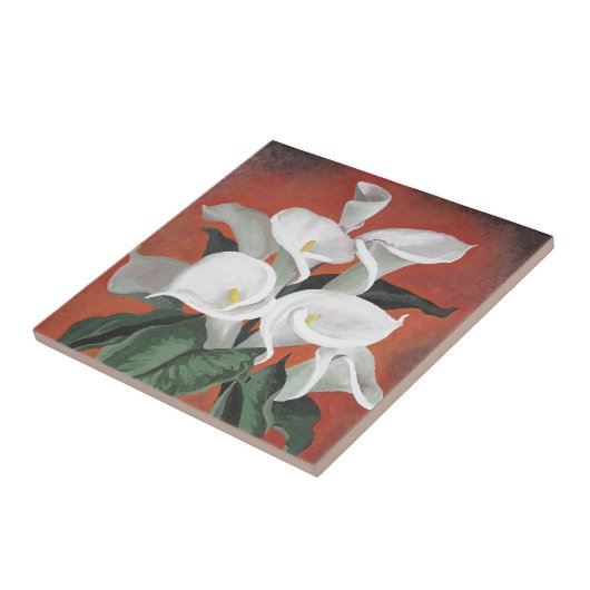 Calla Lilies op een rode achtergrond Tegeltje (Zijkant)