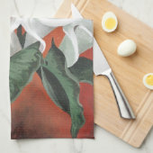 Calla Lilies op een rode achtergrond Theedoek (Quarter Fold)