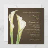 Calla lilies op koffie bruiloft uitnodigingen (Achterkant)