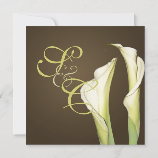 Calla lilies op koffie bruiloft uitnodigingen (Voorkant)