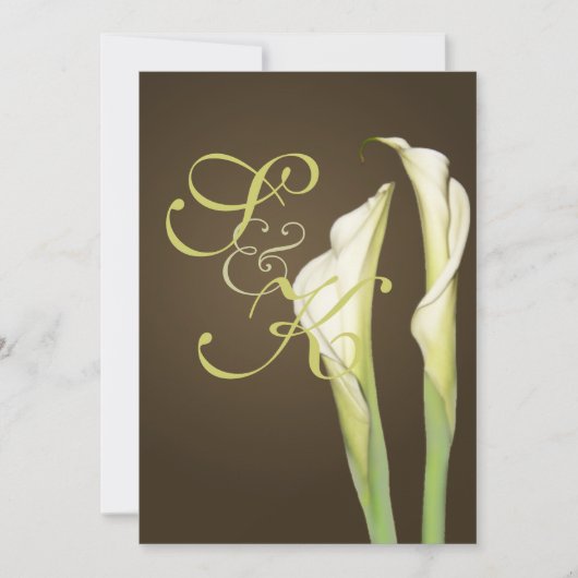 Calla lilies op koffie bruiloft uitnodigingen (Voorkant)