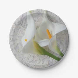 Calla lilies op witte texturen papieren bordje