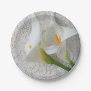 Calla lilies op witte texturen papieren bordje