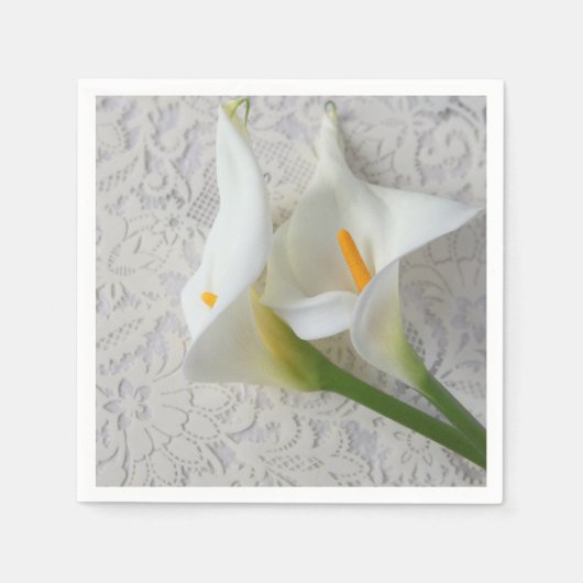 Calla lilies op witte texturen servet (Voorkant)