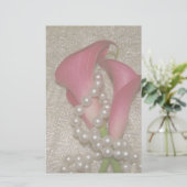 Calla Lilies & Pearls Stationery Briefpapier (Staand voorkant)
