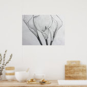 Calla Lilies Pencil Schets Tekening Kunst Afdrukke Poster (Keuken)
