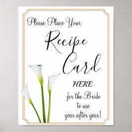Calla Lilies Receptkaarten bruidsshower spel bord Poster