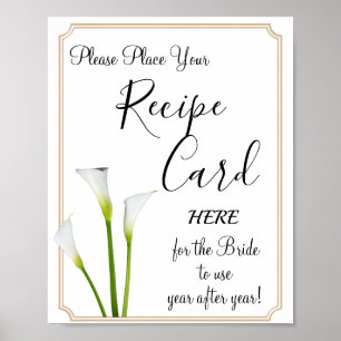 Calla Lilies Recipe Cards vrijgezellenfeest game s Poster