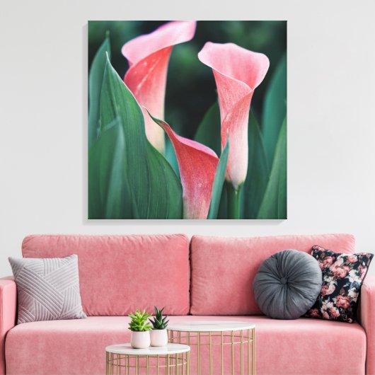 Calla Lilies roze bloemen Canvas Afdruk (Insitu (Woonkamer))