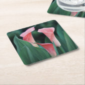 Calla Lilies roze bloemen Kartonnen Onderzetters (Schuin)