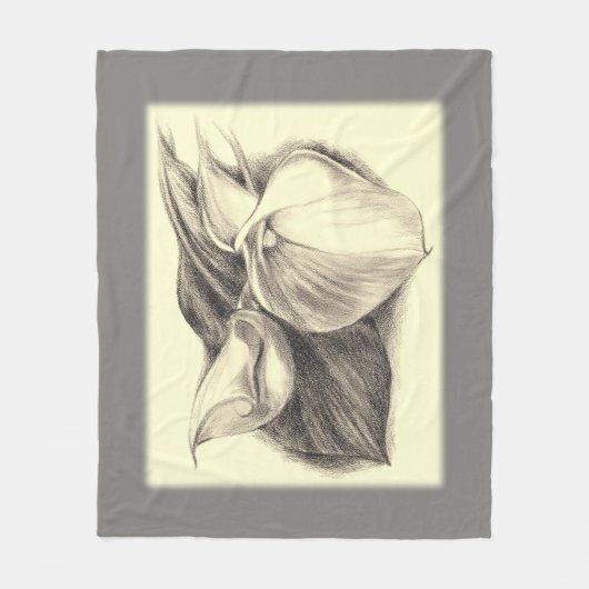 Calla Lilies Tekening Fleece Deken (Voorkant)