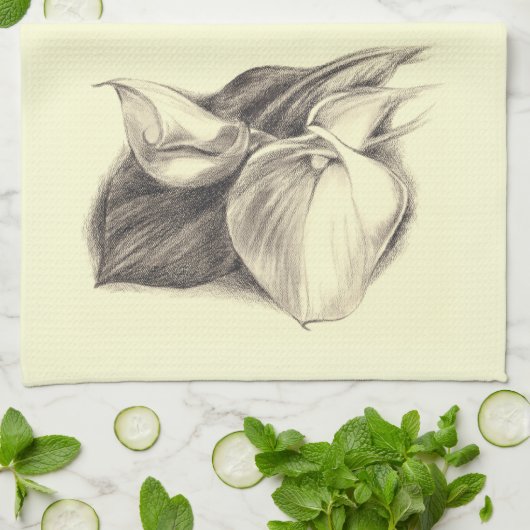Calla Lilies Tekening Theedoek (Gevouwen)