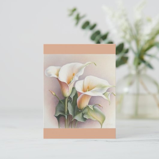Calla lilies waterverf briefkaart (Staand voorkant)