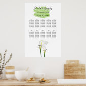 Calla Lilies Waterverf Wedding Seating Chart Poster (Keuken)
