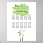 Calla Lilies Waterverf Wedding Seating Chart Poster (Voorkant)