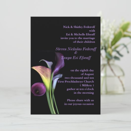 Calla Lilies Wedding Uitnodiging (Staand voorkant)