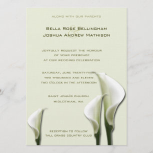 Calla Lilies Witte bruiloft uitnodiging