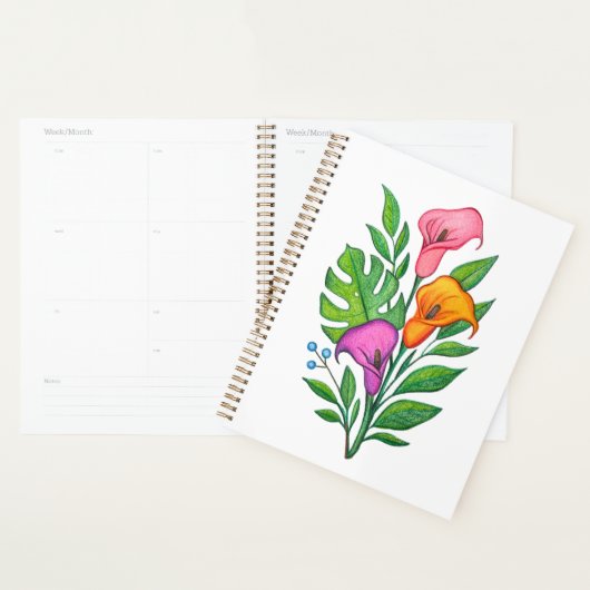 Calla Lillies Bloemtekening Gekleurd Potlood Planner (Display)