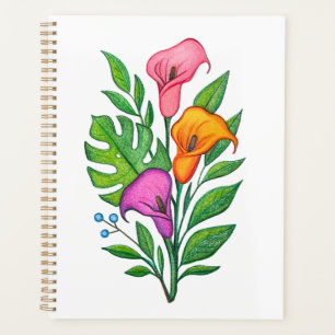 Calla Lillies Bloemtekening Gekleurd Potlood Planner