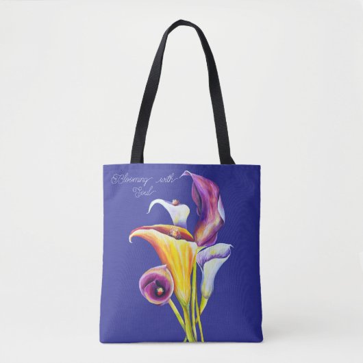 Calla Lillies Booming Waterverf Botanische schoonh Tote Bag (Voorkant)
