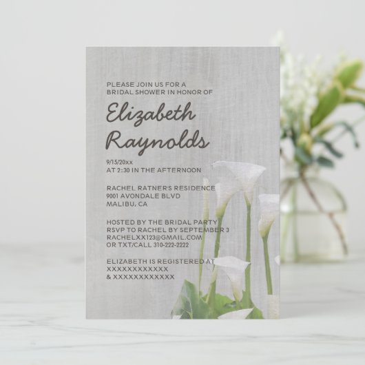  Calla Lillies Bridal Shower Invitaties Kaart (Staand voorkant)