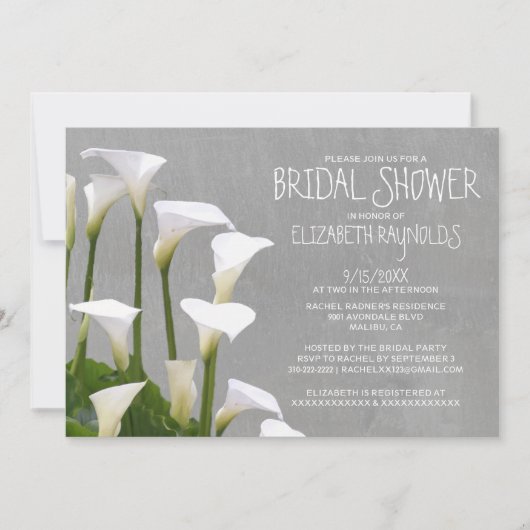 Calla Lillies Bridal Shower Invitations Kaart (Voorkant)