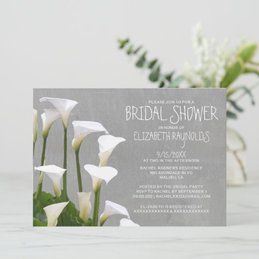 Calla Lillies Bridal Shower Invitations Kaart (Staand voorkant)