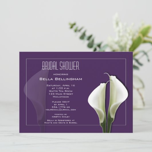 Calla Lillies Bridal Shower Uitnodiging (Staand voorkant)