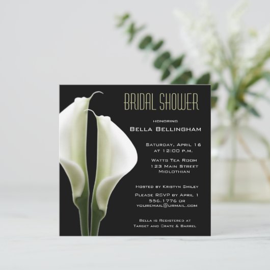 Calla Lillies Bridal Shower Uitnodiging (Staand voorkant)