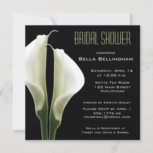 Calla Lillies Bridal Shower Uitnodiging (Voorkant)