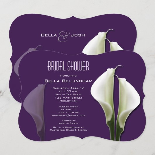 Calla Lillies Bridal Shower Uitnodiging (Voorkant / Achterkant)