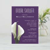 Calla Lillies Bridal Shower Uitnodiging op Paarse (Staand voorkant)
