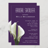 Calla Lillies Bridal Shower Uitnodiging op Paarse (Voorkant / Achterkant)