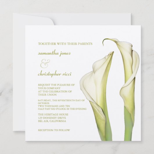 Calla lillies/bruiloft Uitnodigingen (Achterkant)