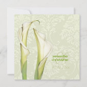 Calla lillies/iory damask bruiloft Uitnodigingen (Voorkant)