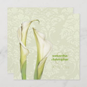 Calla lillies/iory damask bruiloft Uitnodigingen (Voorkant / Achterkant)