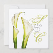 Calla lillies + zwenktekst, trouwuitnodigingen kaart (Voorkant)