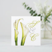 Calla lillies + zwenktekst, trouwuitnodigingen kaart (Staand voorkant)