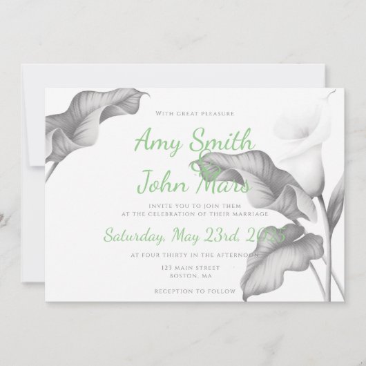 Calla Lilly Black & White Kaart (Voorkant)