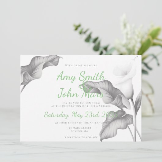 Calla Lilly Black & White Kaart (Staand voorkant)