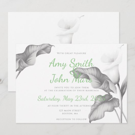 Calla Lilly Black & White Kaart (Voorkant / Achterkant)