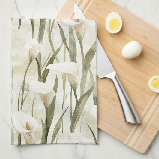  Calla Lilly Flowers Theedoek (Quarter Fold)