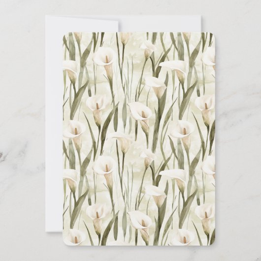  Calla Lilly Green White Floral Wedding Kaart (Achterkant)