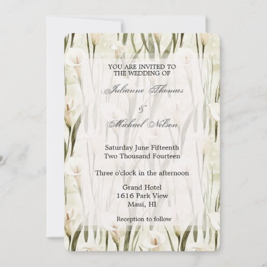 Calla Lilly Green White Floral Wedding Kaart (Voorkant)