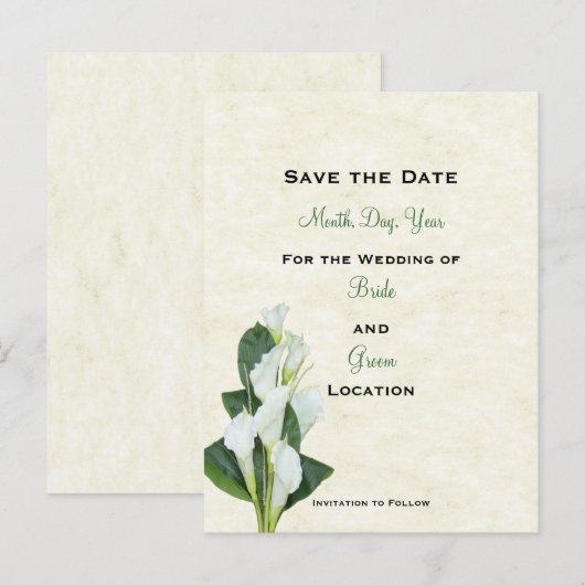 Calla Lilly Save The Date Kaart (Voorkant / Achterkant)