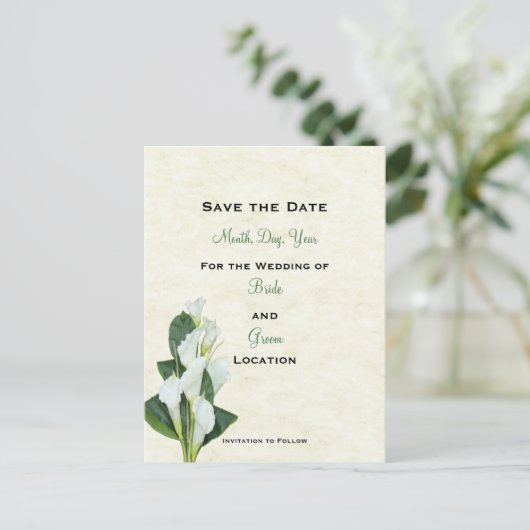 Calla Lilly Save The Date Kaart (Staand voorkant)