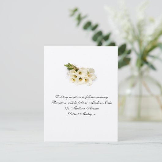 Calla Lilly Wedding Invitation Reception Card Kaart (Staand voorkant)