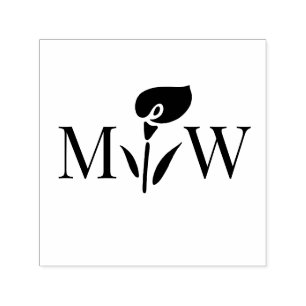 Calla Lily #2 Koppel Trouw 2 Initiele Monogram Zelfinktende Stempel