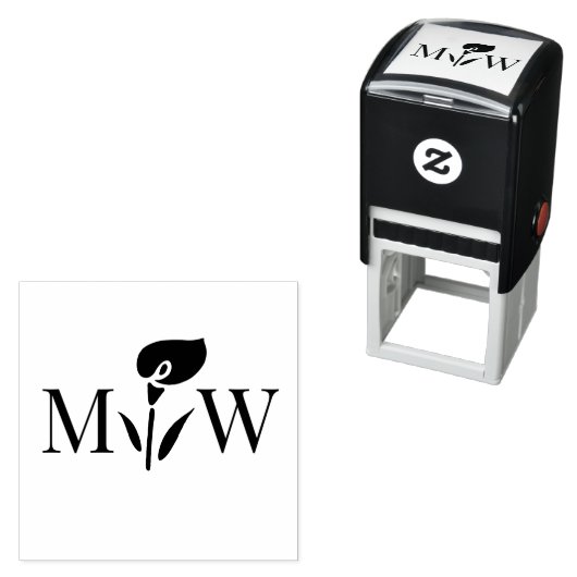 Calla Lily #2 Paar Bruiloft 2 Initiaal Monogram Zelfinktende Stempel (In situ)