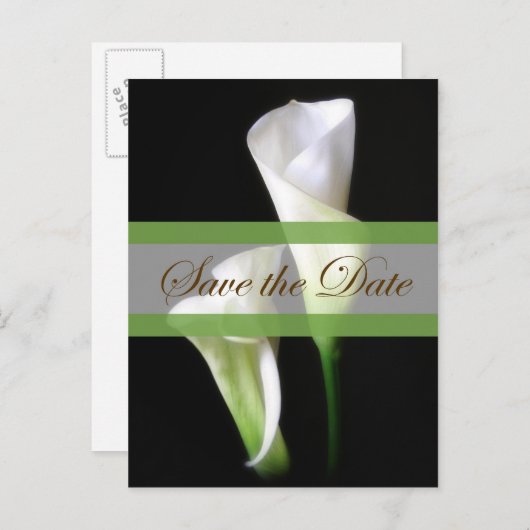 Calla Lily 2 Save the Date Wedding Aankondigingskaart (Voorkant / Achterkant)